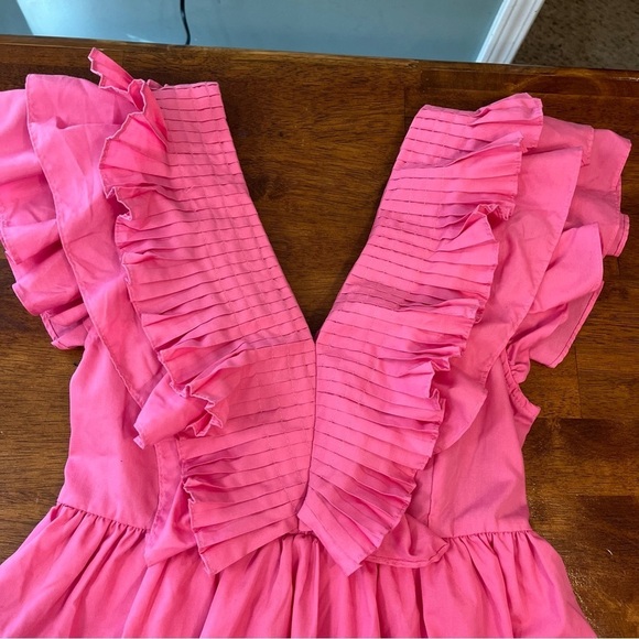 Gorgeous pink Entro pleated ruffle top dress size medium - Picture 3 of 9